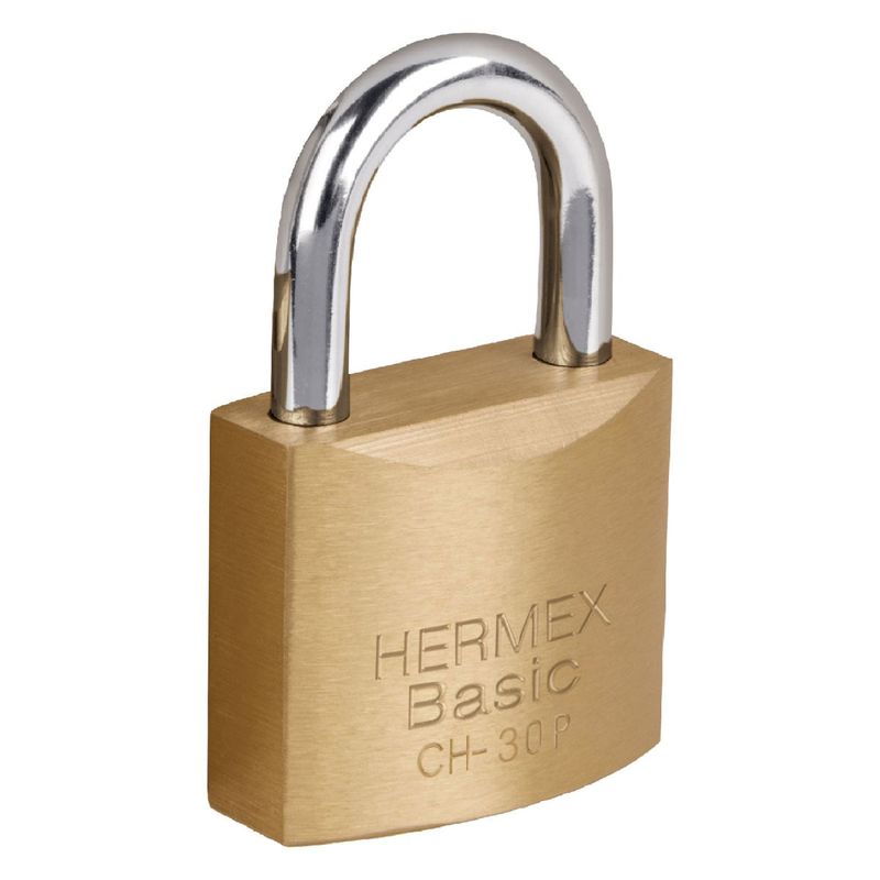HERMEX - Candado de hierro 30 mm color laton Basic, Hermex