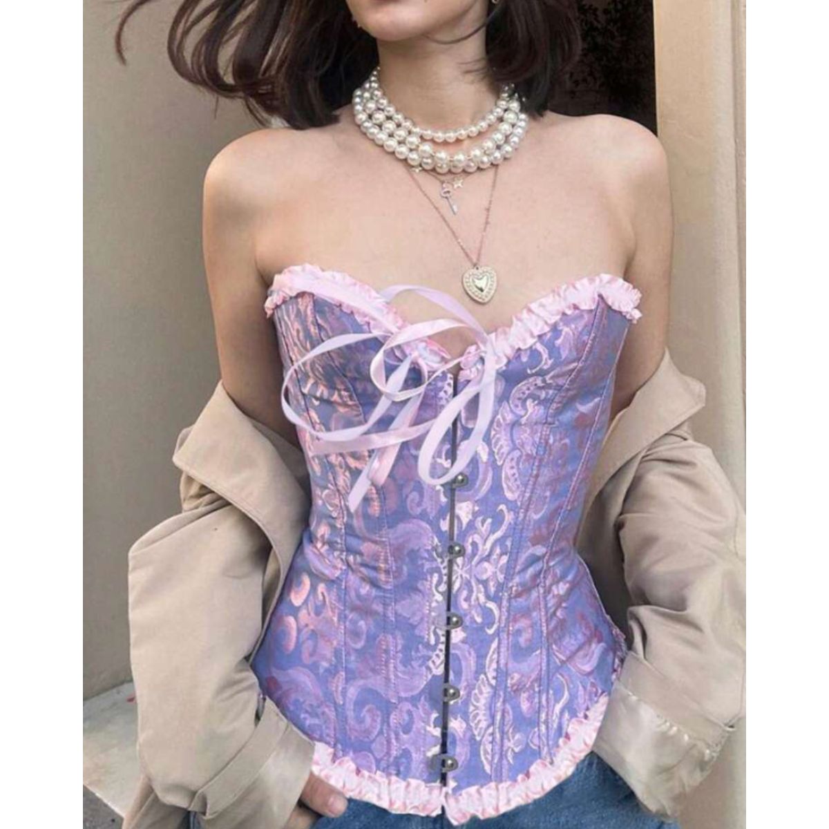 GENERICO - Corset Princess Lila Encaje Mujer Enredados Rapunzel