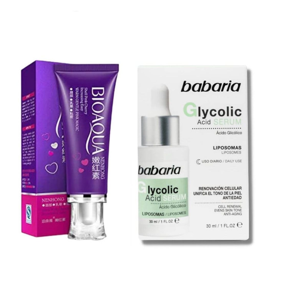 BIOAQUA - Crema Blanqueadora Corporal - Bioaqua + Serum Facial Glicolic Acid - Babaria_123