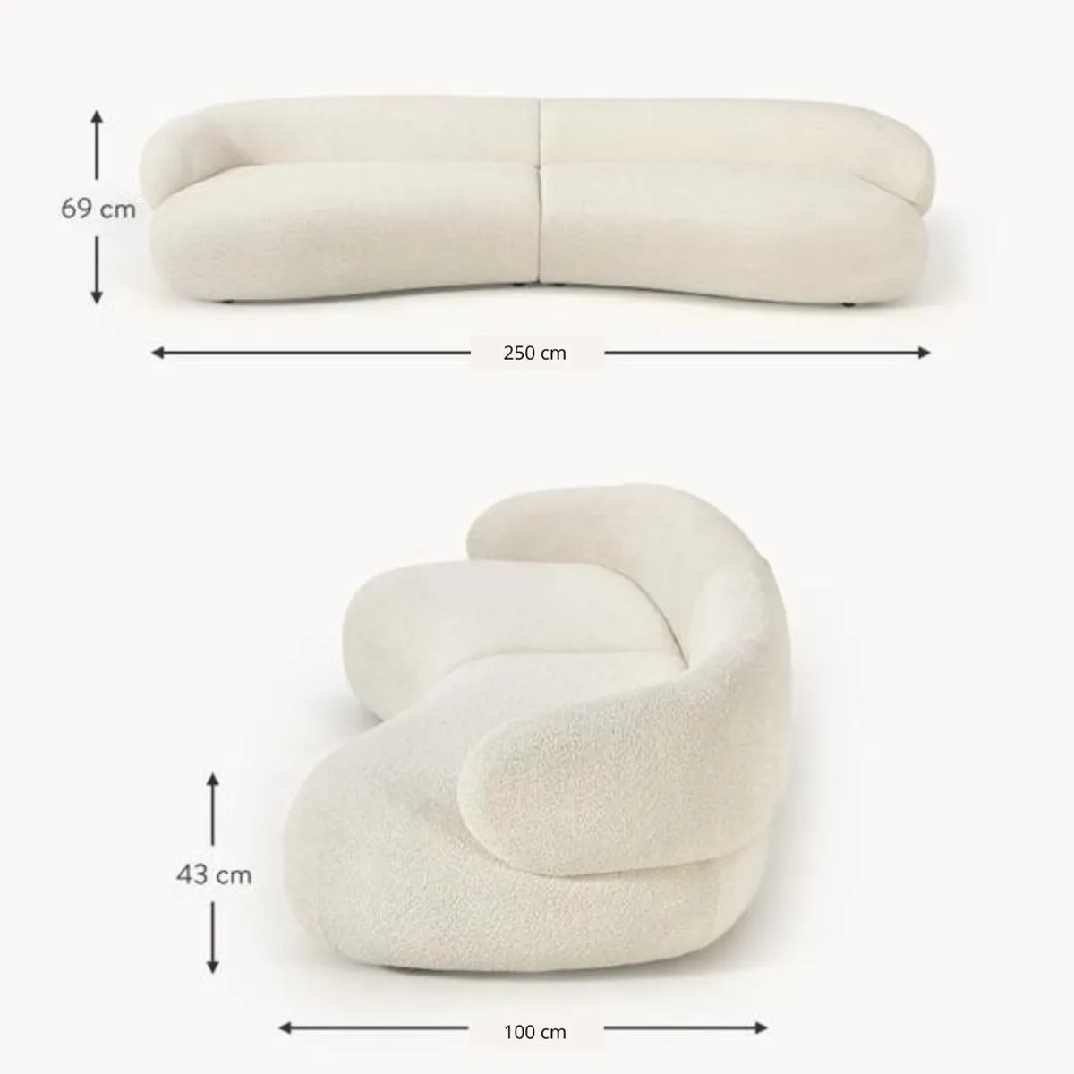 GENERICO - SOFA ALBA SEMI CURVO  3 CUERPOS