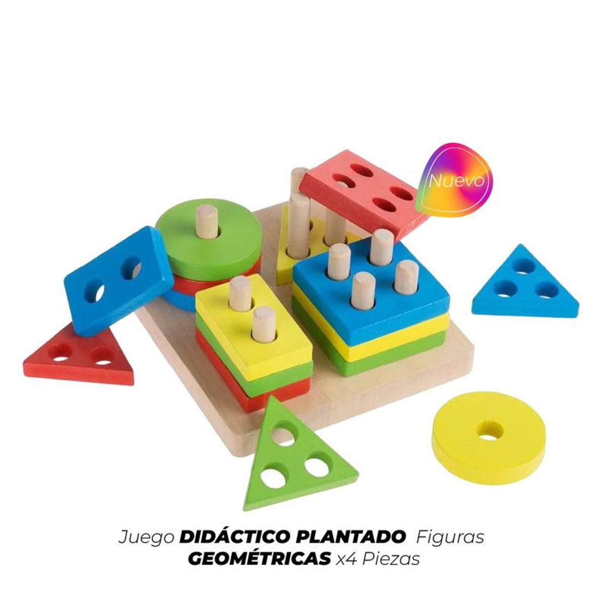 GENERICO - Juego Didáctico Plantado  Figuras Geométricas x4 Piezas