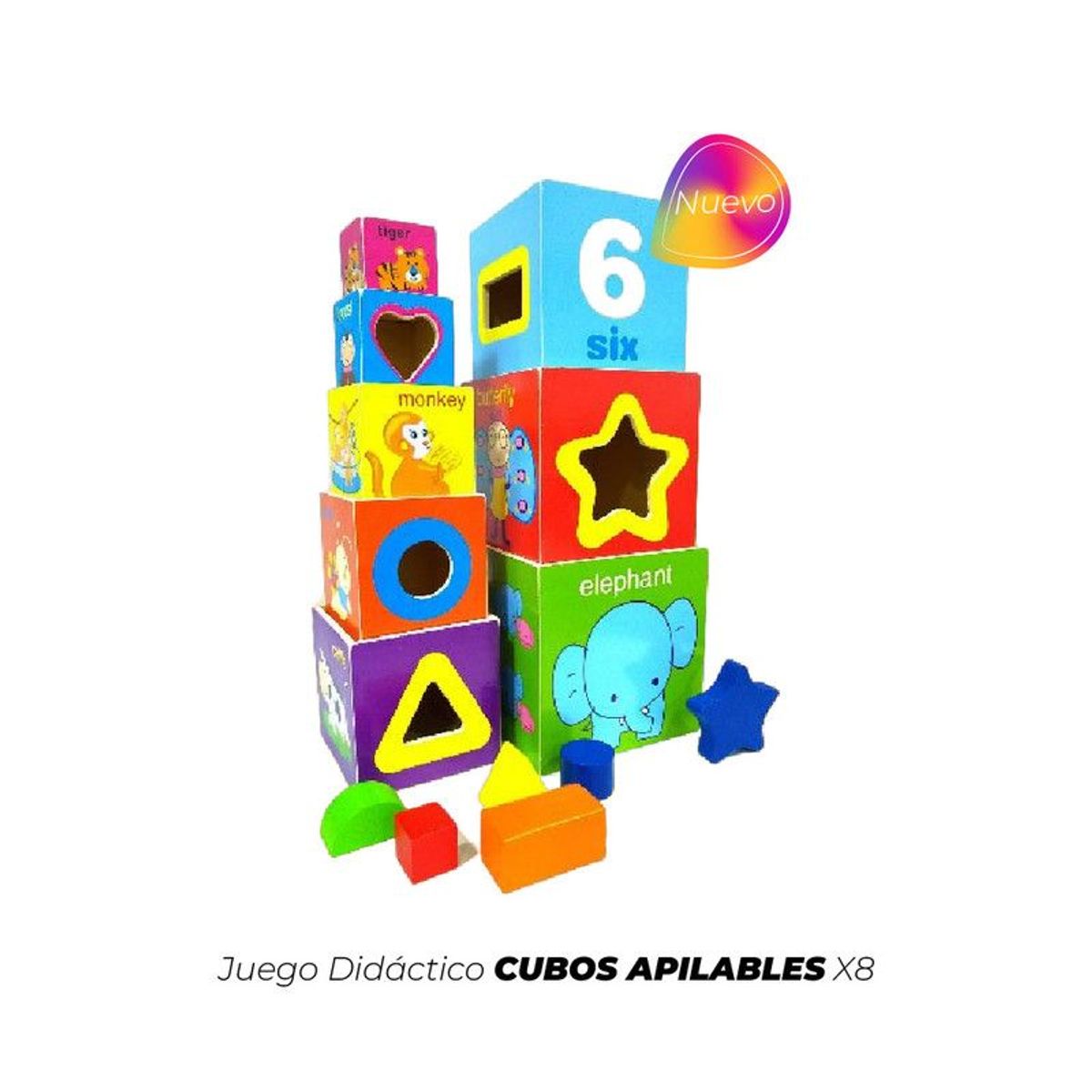 GENERICO - Juego Didáctico Cubos Apilables X8