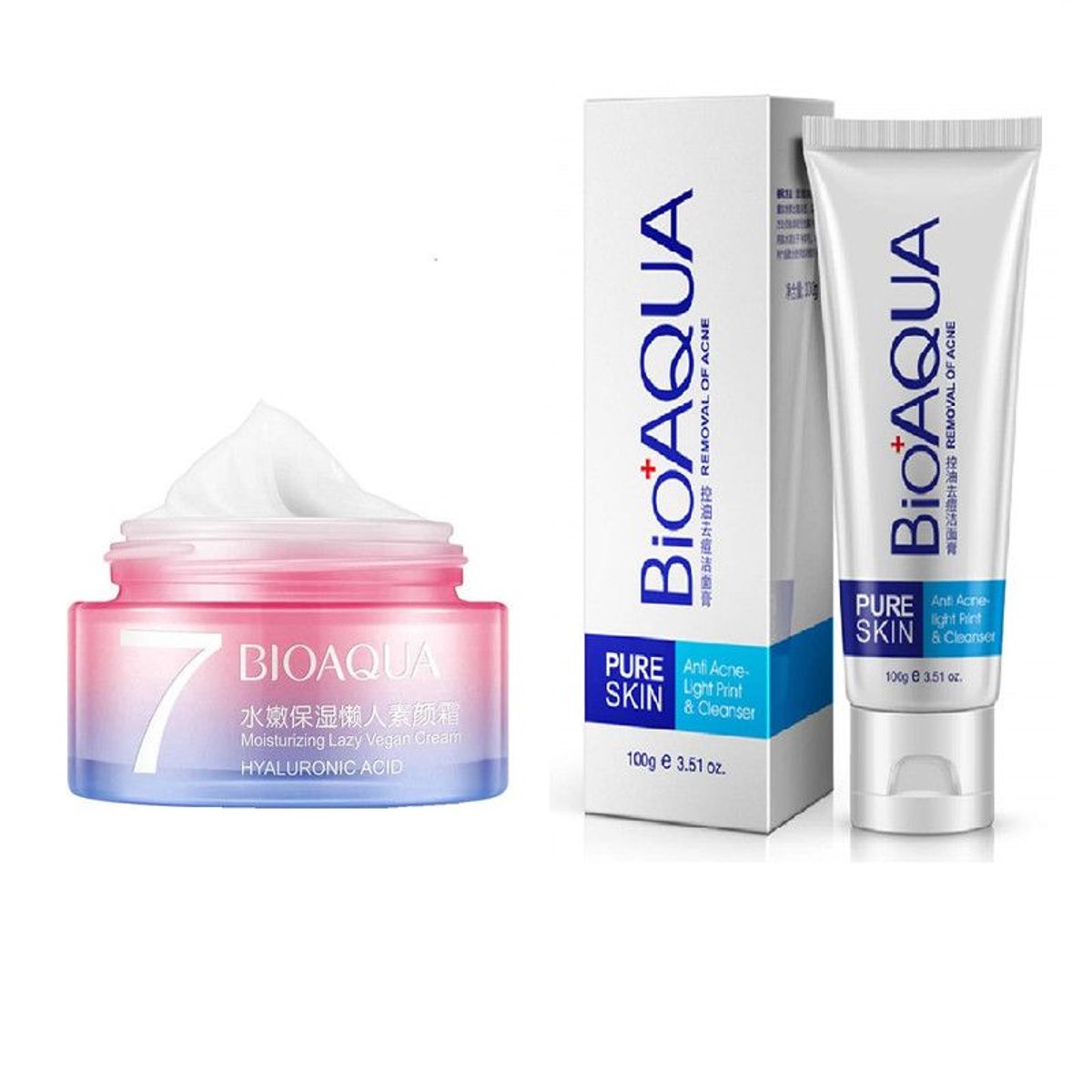 BIOAQUA - Crema Hidratante V7 + Gel Limpiador Anti-Acné - Bioaqua