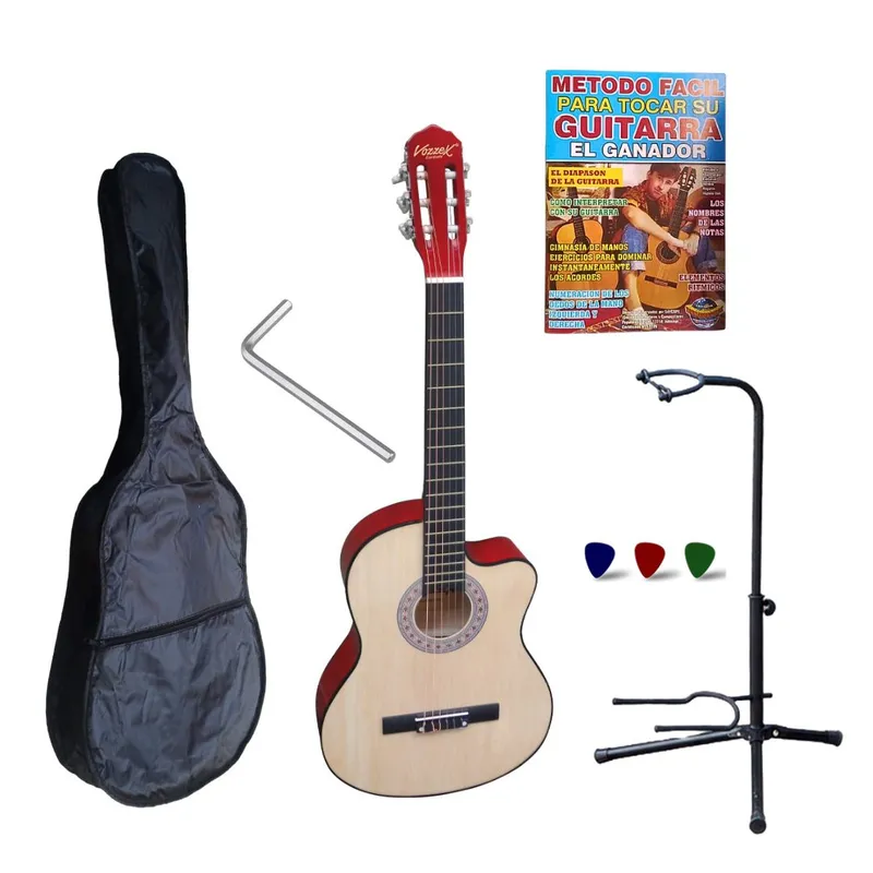 VOZZEX - Guitarra acústica corte natural 39″ cfunda cvarilla de calibración «VOZZEX»