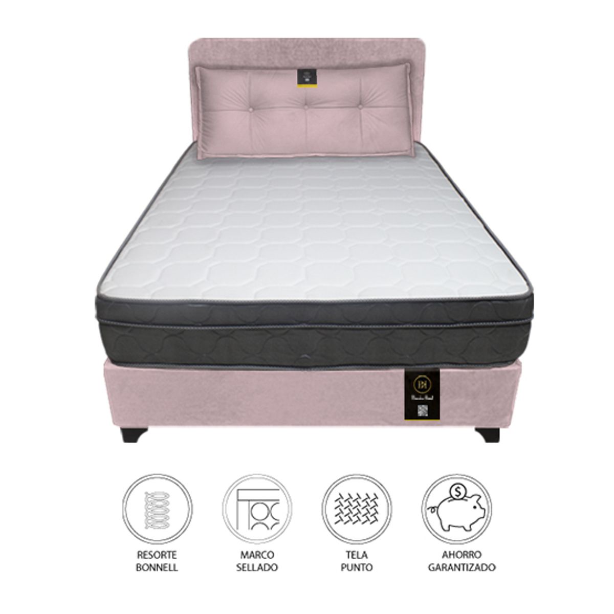 BARAKA HOME - Dormitorio Turin 2 Plz + Cabecera Ajustable + Cojín - Rosado