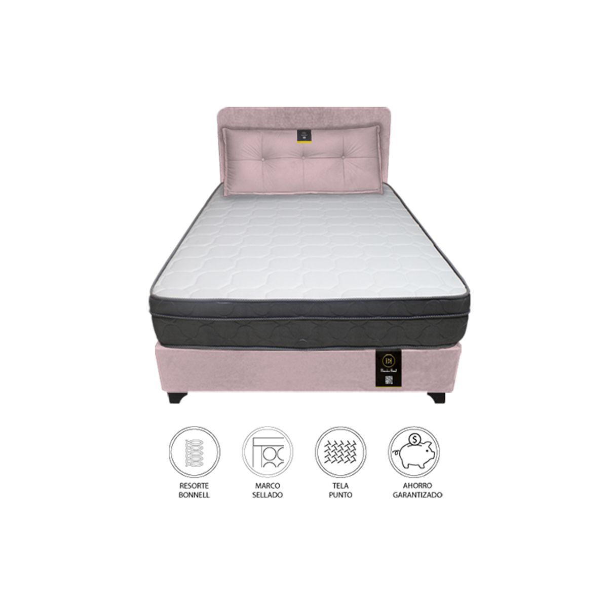BARAKA HOME - Dormitorio Turin 2 Plz + Cabecera Ajustable + Cojín - Rosado