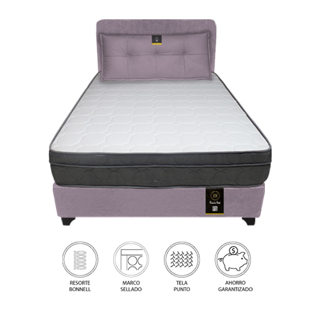 BARAKA HOME - Dormitorio Turin 2 Plz + Cabecera Ajustable + Cojín - Lila