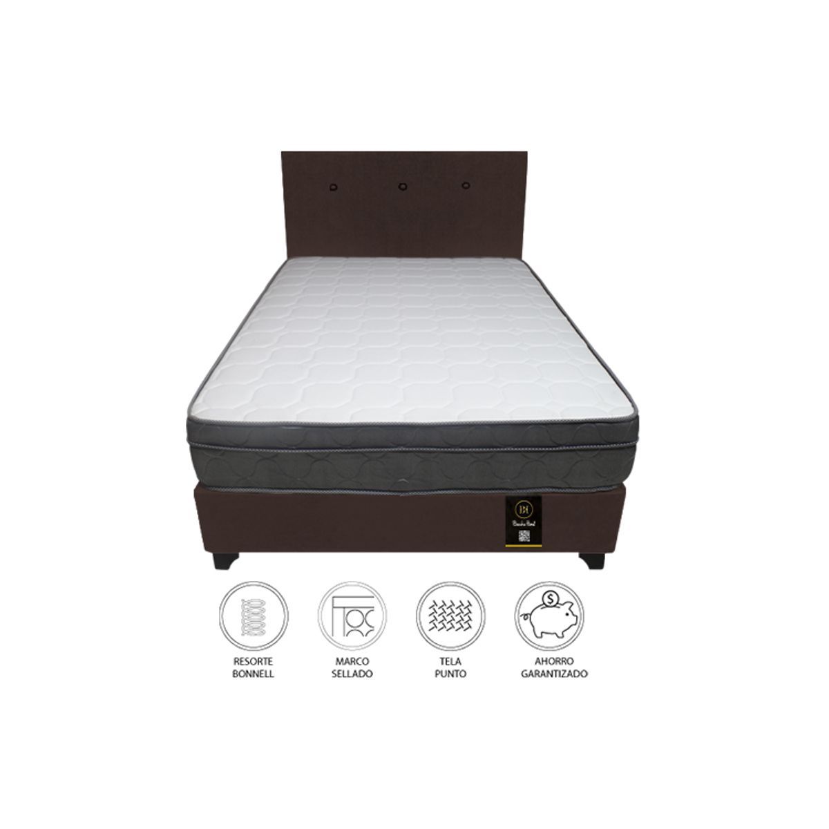 BARAKA HOME - Dormitorio Turin 1.5 Plz + Cabecera + 1 Almohada - Chocolate
