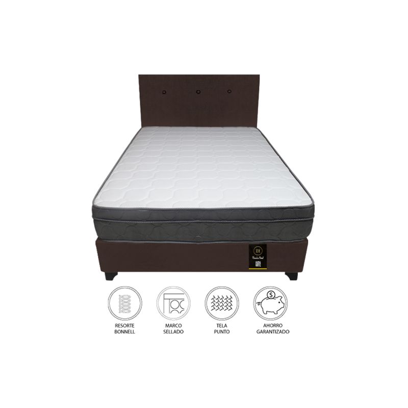 BARAKA HOME - Dormitorio Turin 1.5 Plz + Cabecera + 1 Almohada - Chocolate