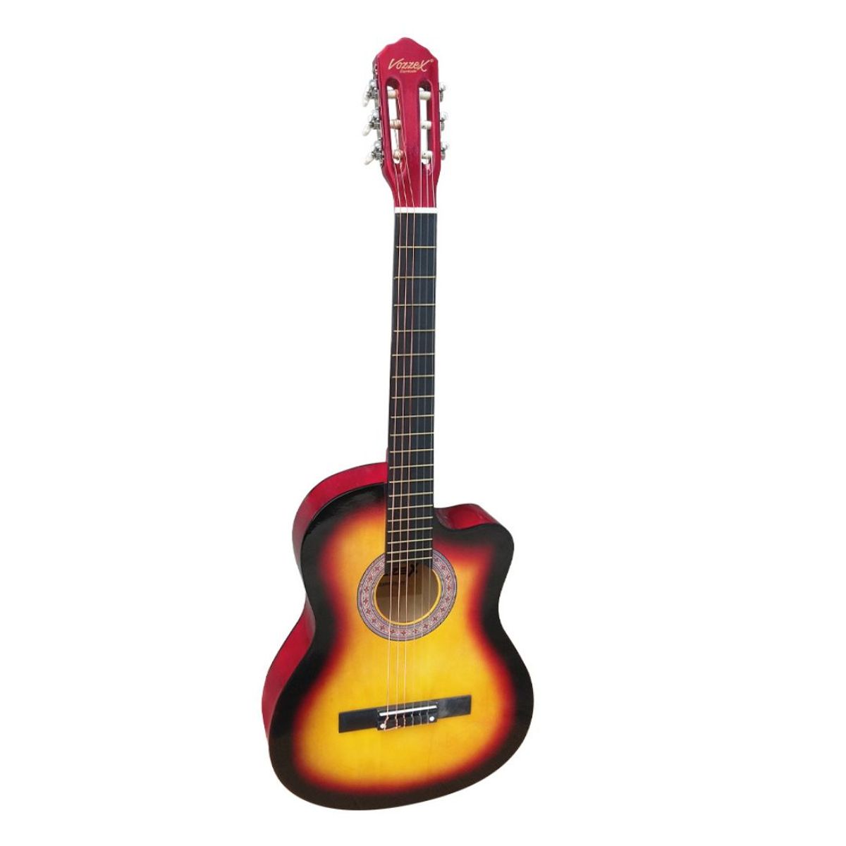 VOZZEX - Guitarra acústica c/corte SUNBURST  39″ c/funda c/varilla de calibración «VOZZEX»