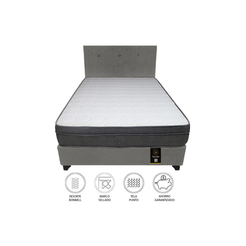 BARAKA HOME - Dormitorio Turin 1.5 Plz + Cabecera + 1 Almohada - Gris Oscuro