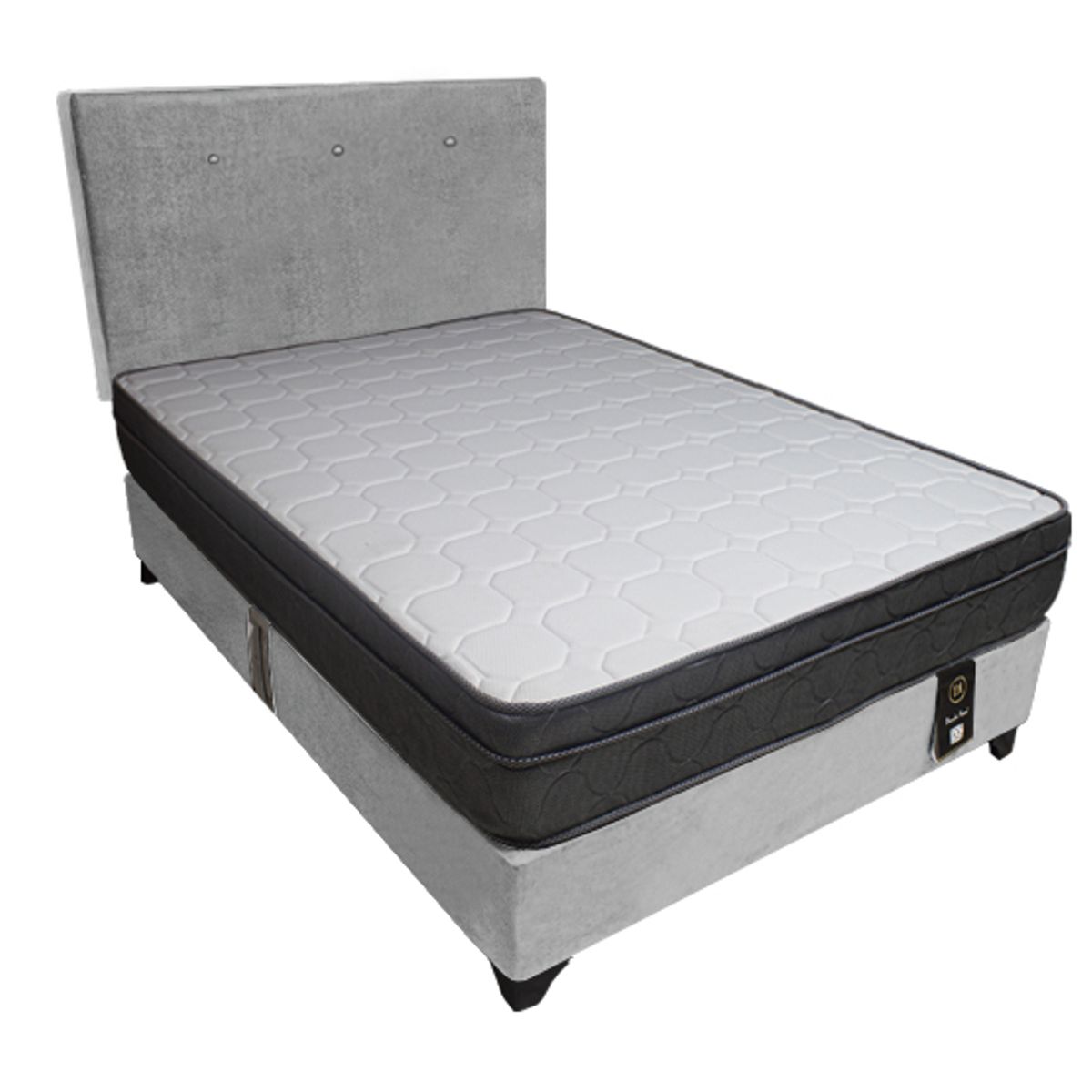 BARAKA HOME - Dormitorio Turin 1.5 Plz + Cabecera + 1 Almohada - Gris Claro