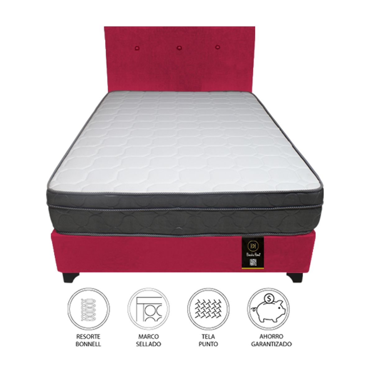 BARAKA HOME - Dormitorio Turin 1.5 Plz + Cabecera + 1 Almohada - Rojo
