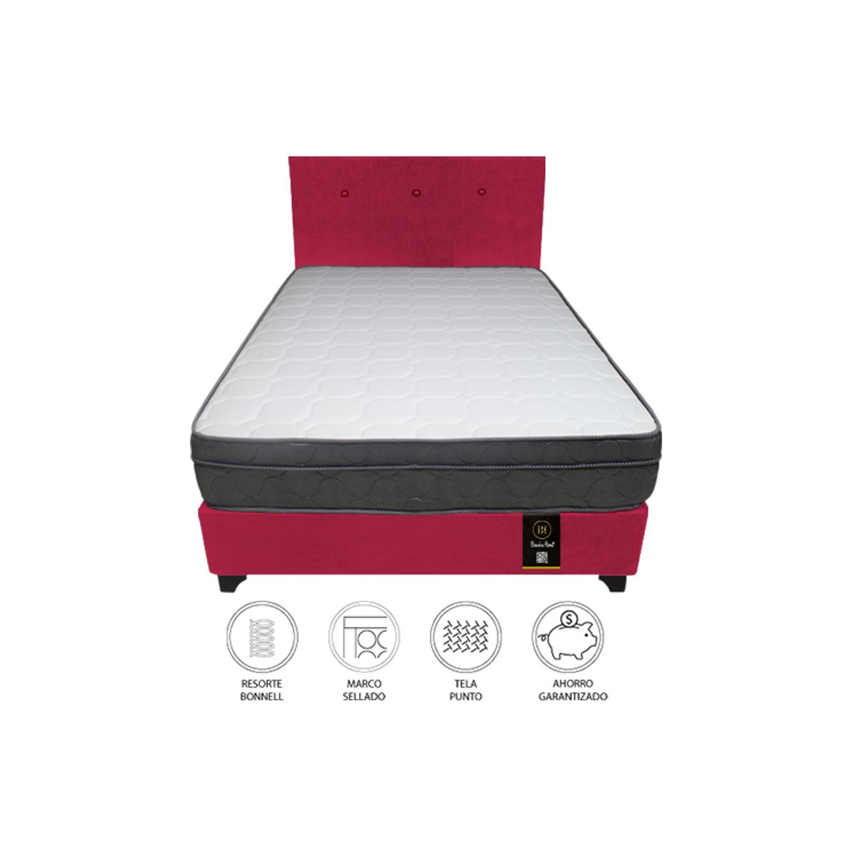 BARAKA HOME - Dormitorio Turin 1.5 Plz + Cabecera + 1 Almohada - Rojo