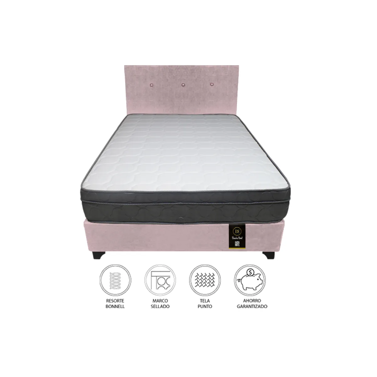 BARAKA HOME - Dormitorio Turin 1.5 Plz + Cabecera + 1 Almohada - Rosado