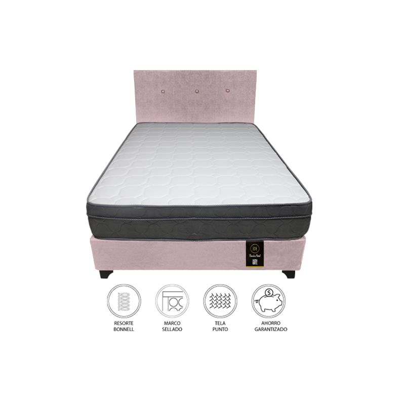 BARAKA HOME - Dormitorio Turin 1.5 Plz + Cabecera + 1 Almohada - Rosado
