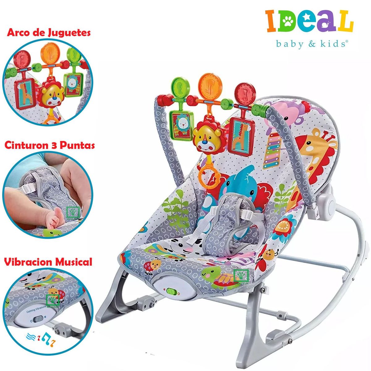 IDEAL - Mecedora para Bebes Musical Plegable  Zoo IDE060
