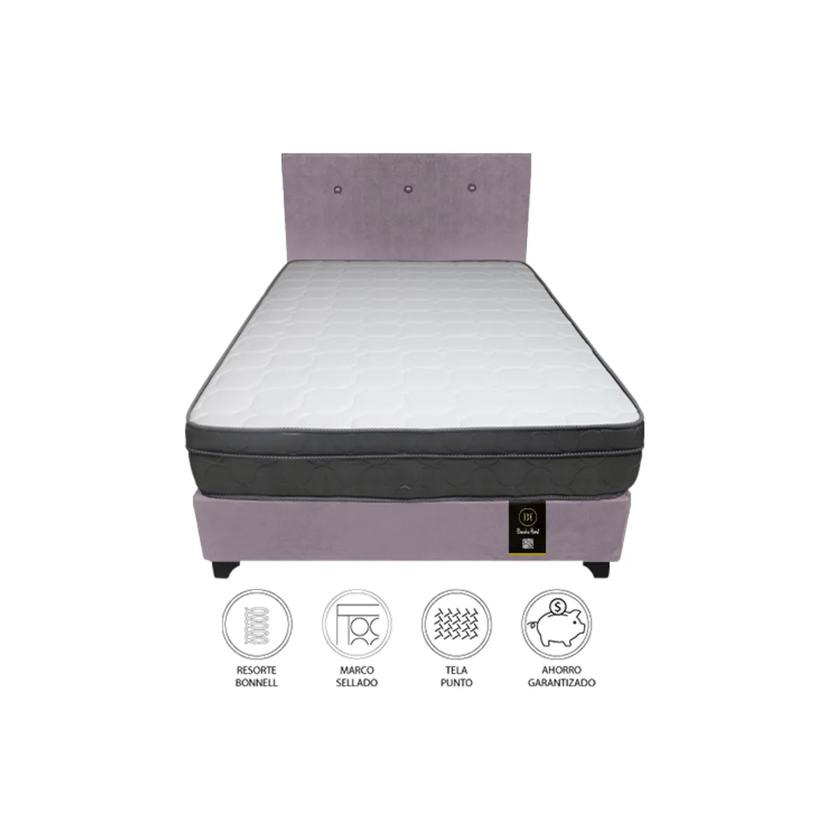 BARAKA HOME - Dormitorio Turin 1.5 Plz + Cabecera + 1 Almohada - Lila