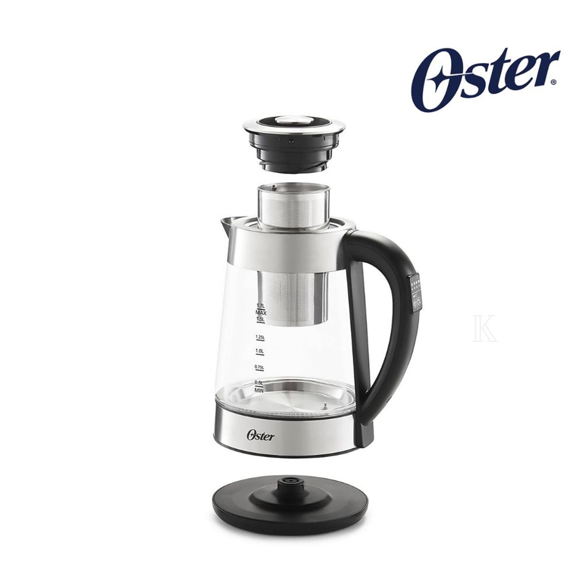 OSTER - Hervidor eléctrico de vidrio 1.7 lts con selección de temperatura