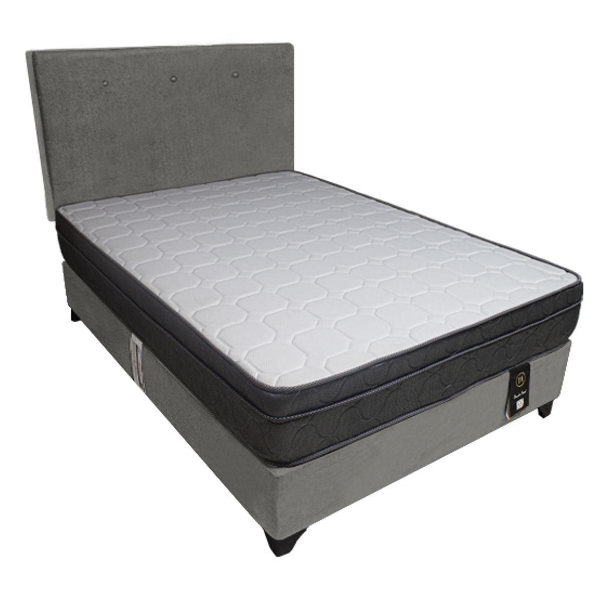 BARAKA HOME - Dormitorio Turin 2 Plz + Cabecera + 2 Almohadas - Gris Oscuro