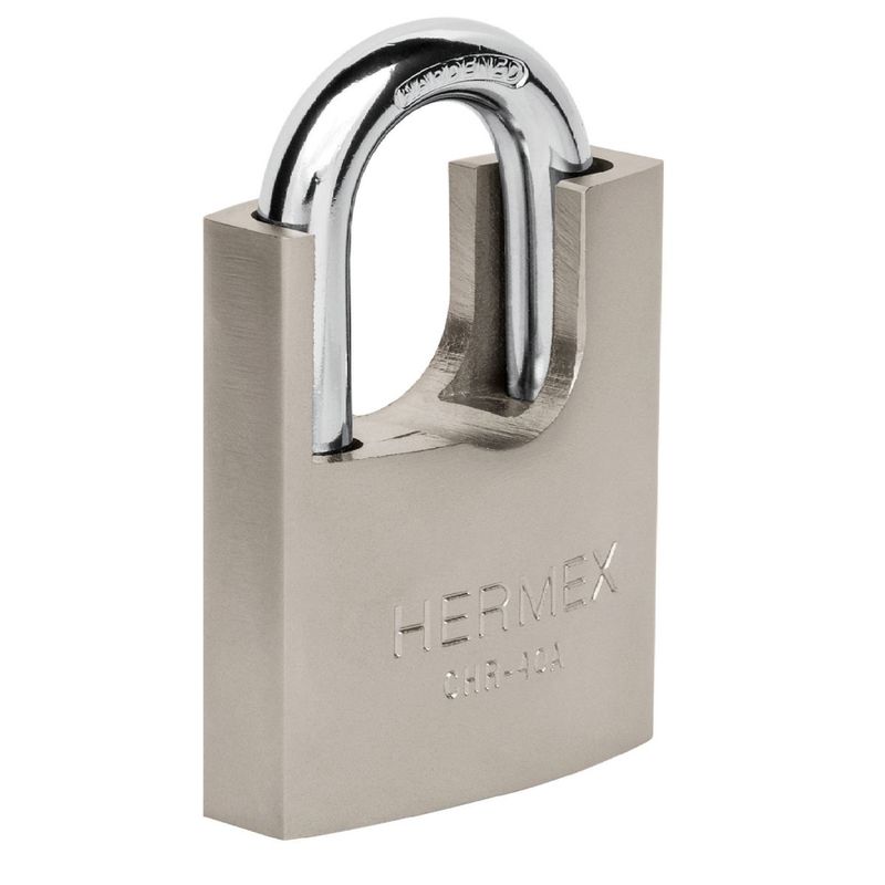 HERMEX - Candado de Hierro 40 mm con coraza, llave Anti-ganzúa HERMEX