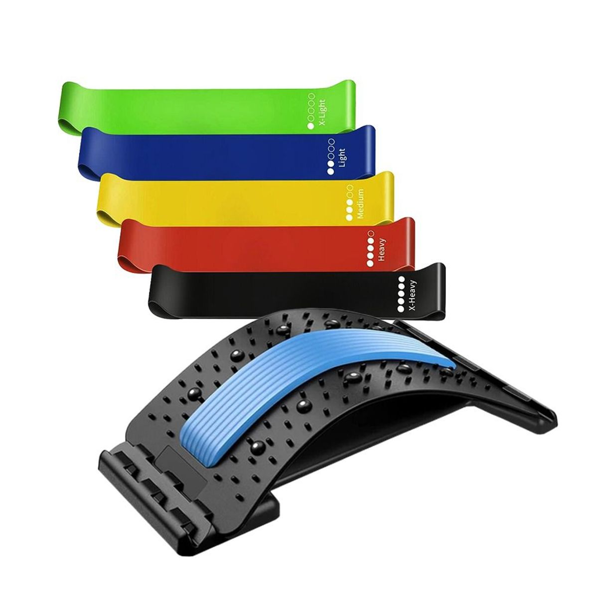 GENERICO - 5 Bandas Resistencia Elásticas de Látex B5 y Soporte Lumbar