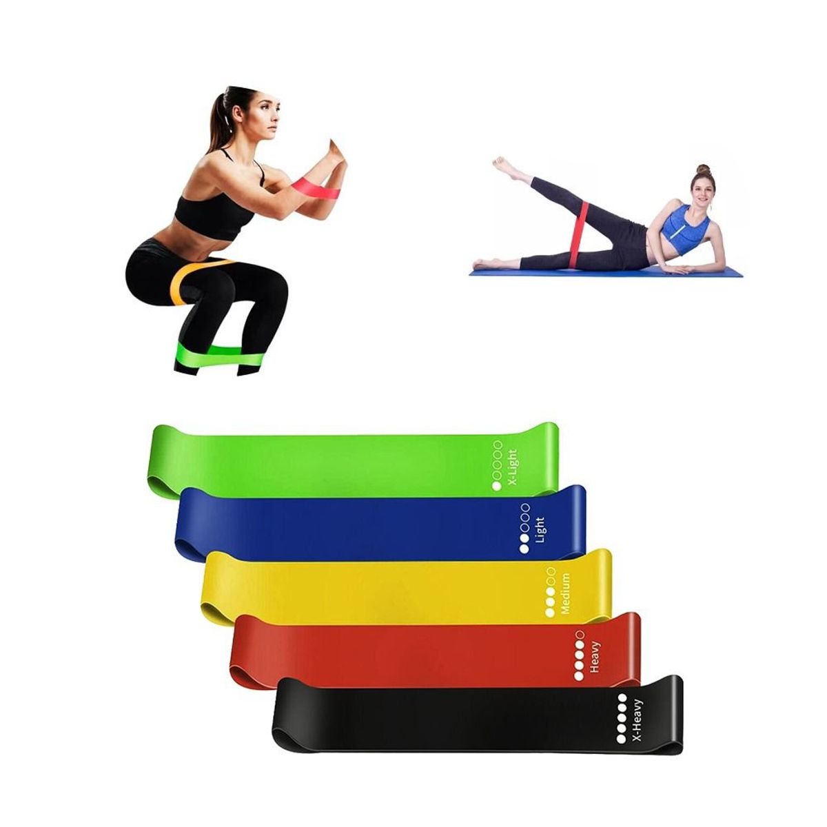 GENERICO - 5 Bandas Resistencia Elásticas de Látex B5 y Soporte Lumbar