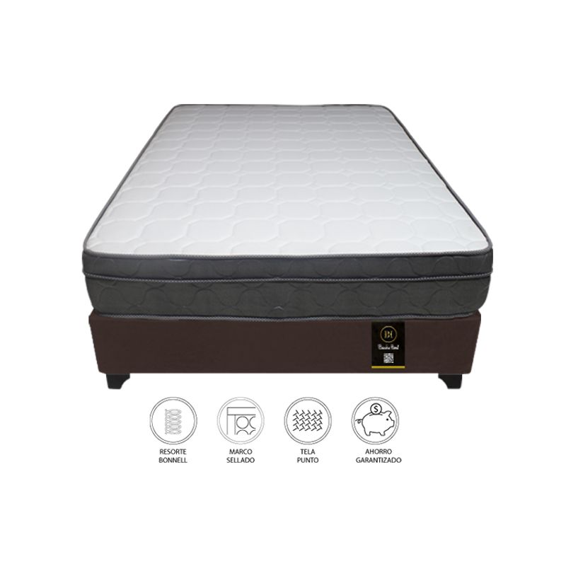 BARAKA HOME - Cama Turin 1.5 Plz + 2 Almohadas - Chocolate