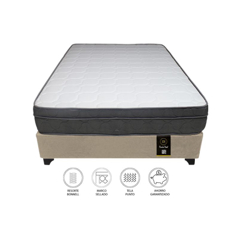 BARAKA HOME - Cama Turin 1.5 Plz + 1 Almohada - Beige Claro