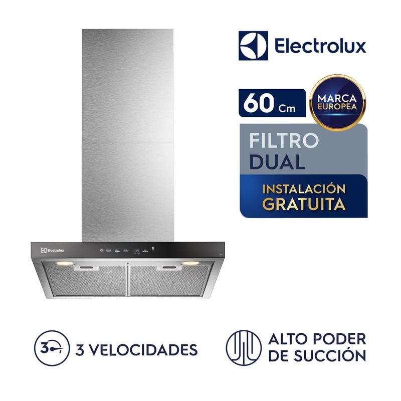 ELECTROLUX - Campana Empotrable Electrico Decorativa 60CM Silver CE6TF
