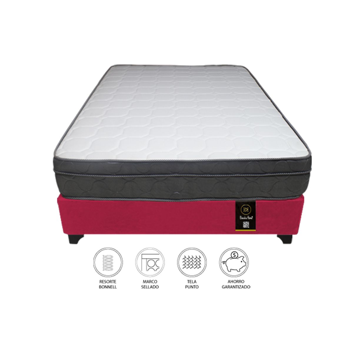 BARAKA HOME - Cama Turin 1.5 Plz + 1 Almohada - Rojo