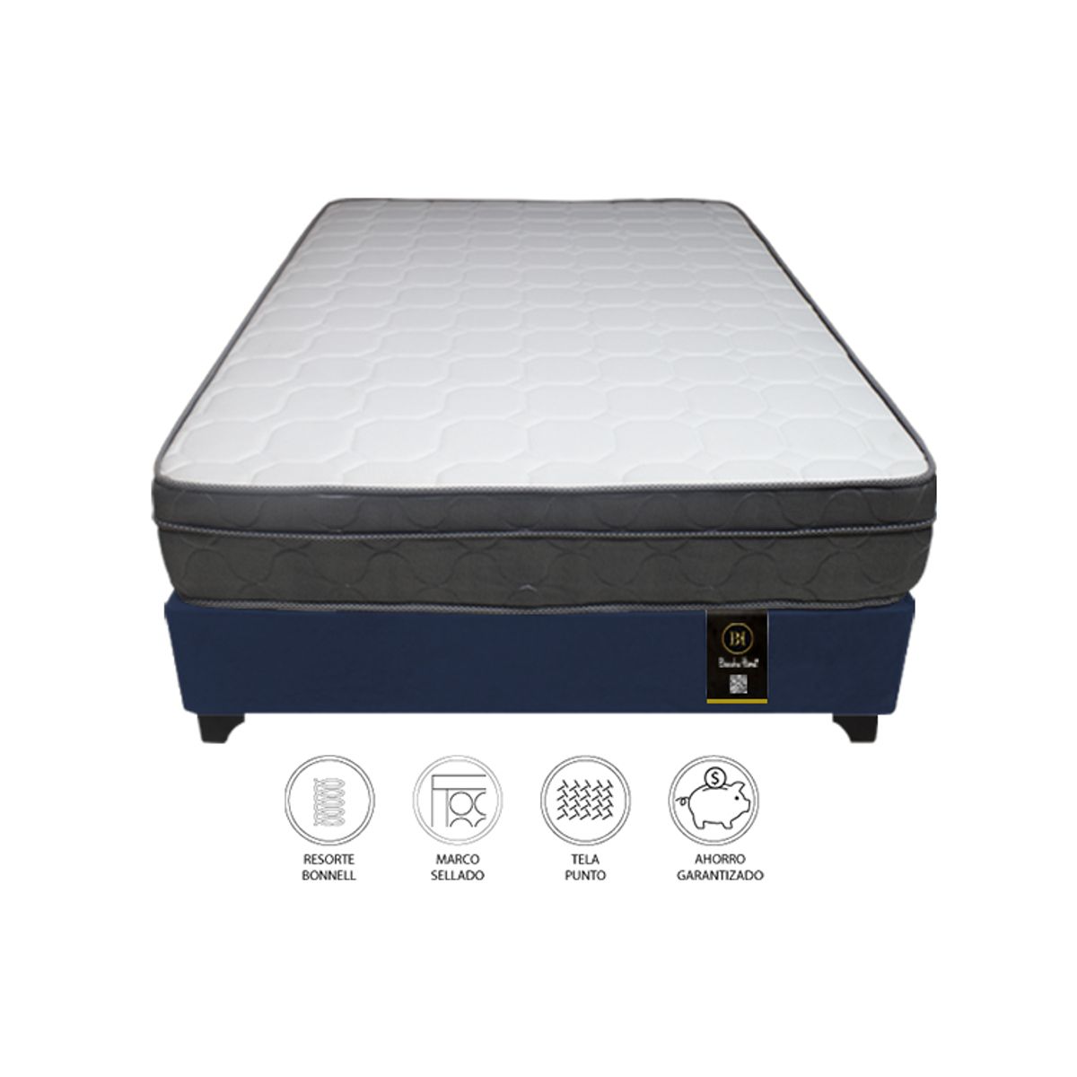 BARAKA HOME - Cama Turin 1.5 Plz + 1 Almohada - Azul Marino