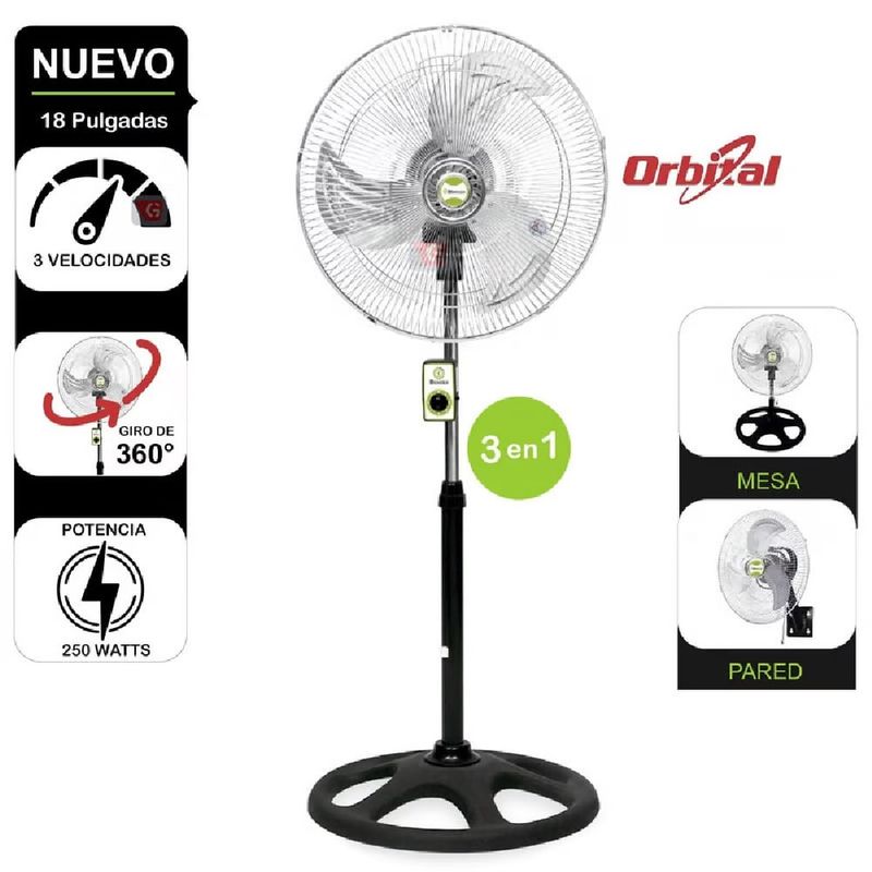 BOSSKO - Ventilador BOSSKO Orbital 3 en1 BK-8220VO De 18 " 250W