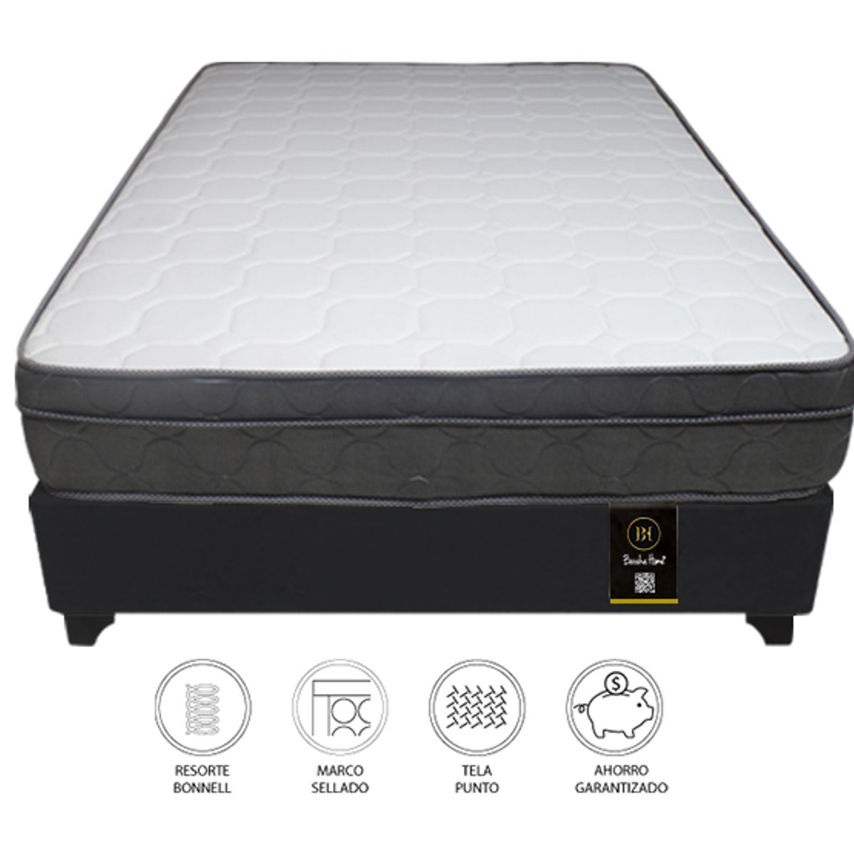 BARAKA HOME - Cama Turin 2 Plz + 2 almohadas - Negro