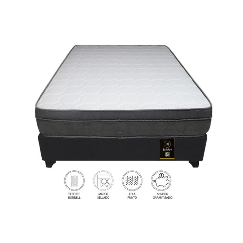 BARAKA HOME - Cama Turin 2 Plz + 2 almohadas - Negro