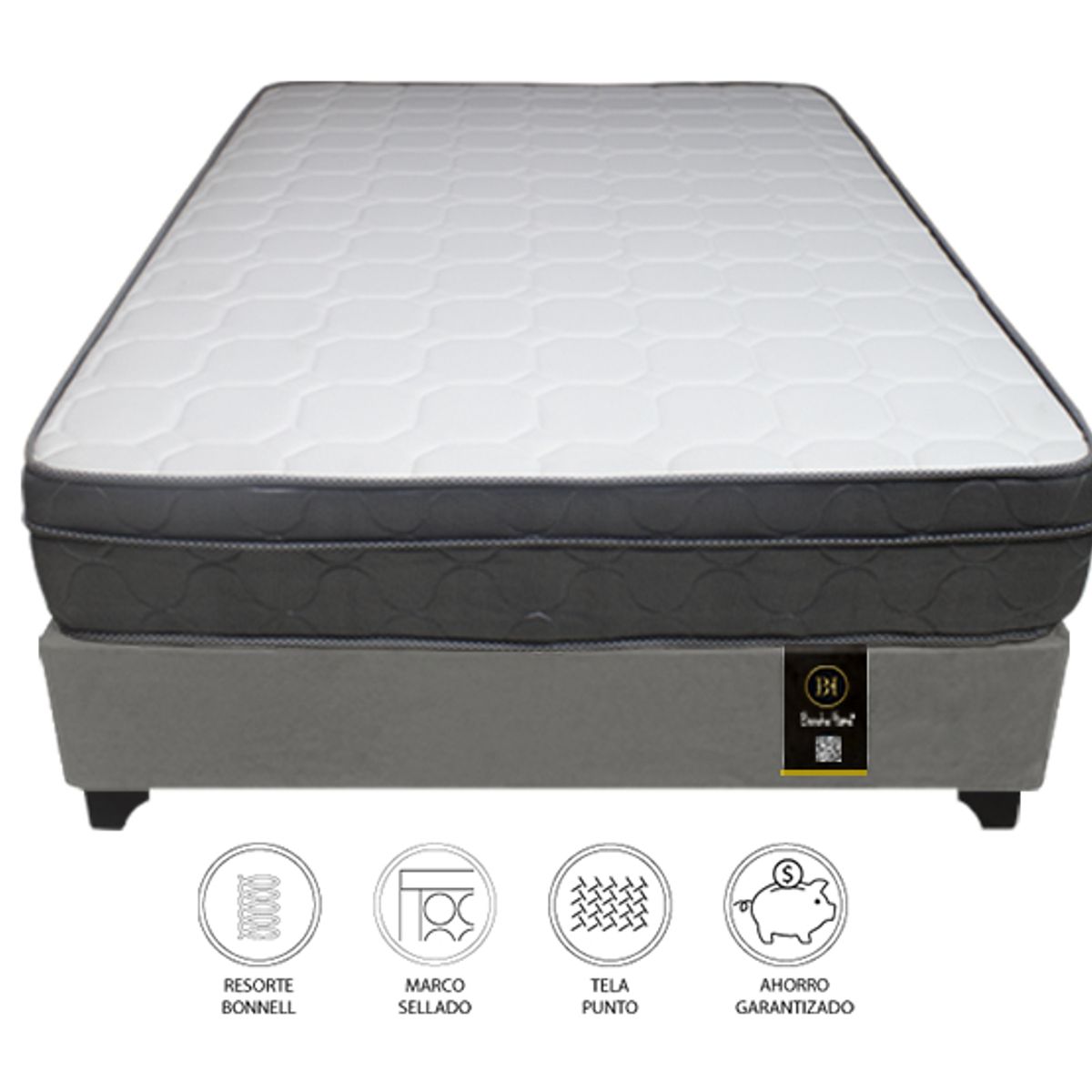 BARAKA HOME - Cama Turin 2 Plz + 2 almohadas - Gris Oscuro