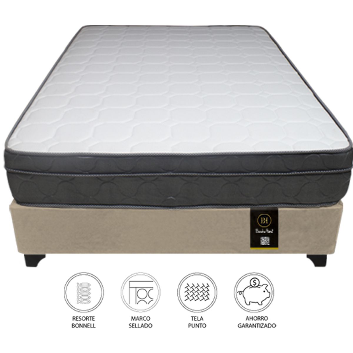 BARAKA HOME - Cama Turin 2 Plz + 2 almohadas - Beige Claro