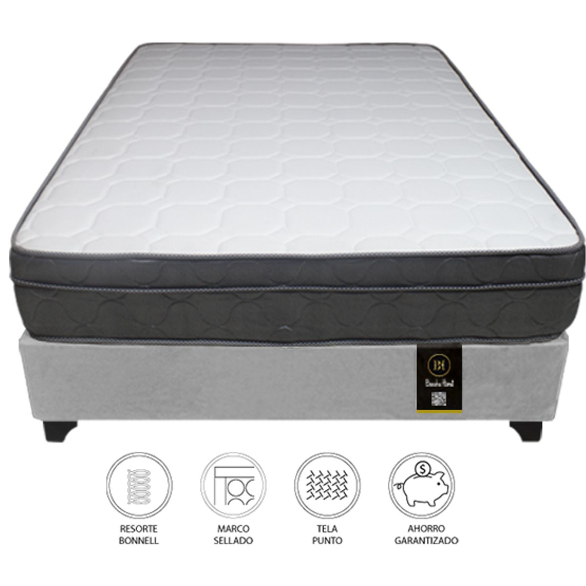 BARAKA HOME - Cama Turin 2 Plz + 2 almohadas - Gris Claro