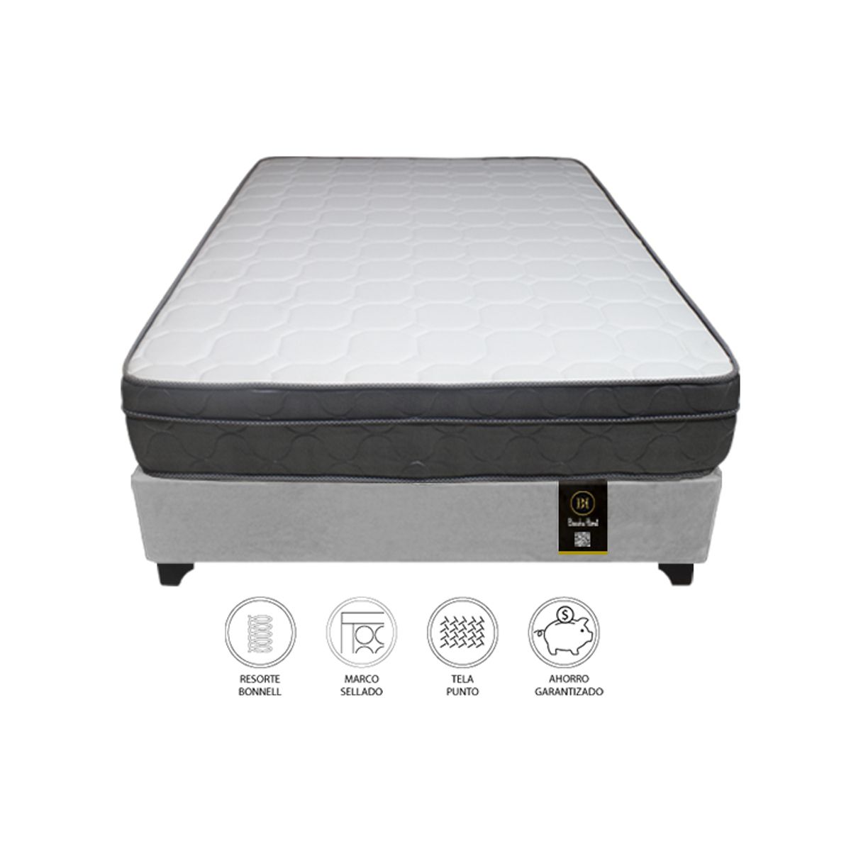 BARAKA HOME - Cama Turin 2 Plz + 2 almohadas - Gris Claro