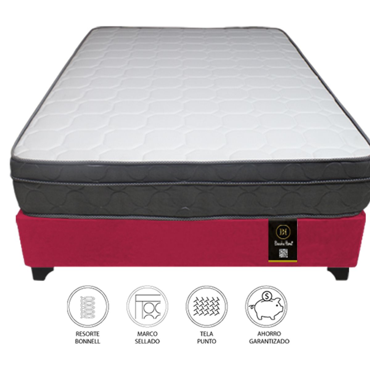 BARAKA HOME - Cama Turin 2 Plz + 2 almohadas - Rojo