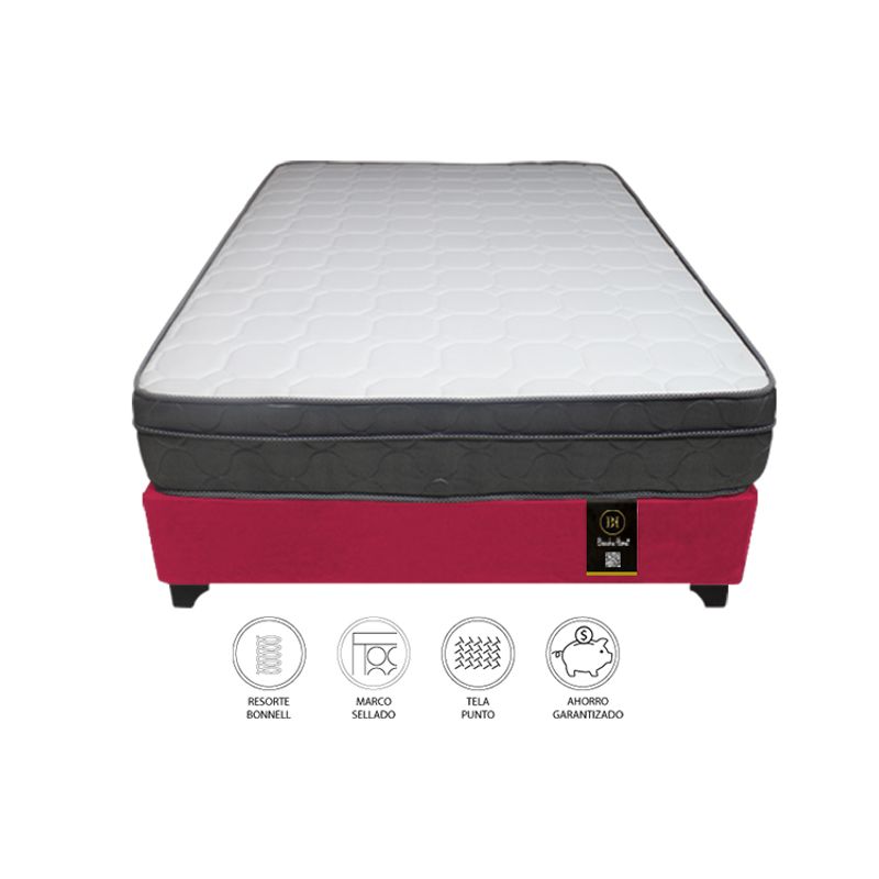 BARAKA HOME - Cama Turin 2 Plz + 2 almohadas - Rojo