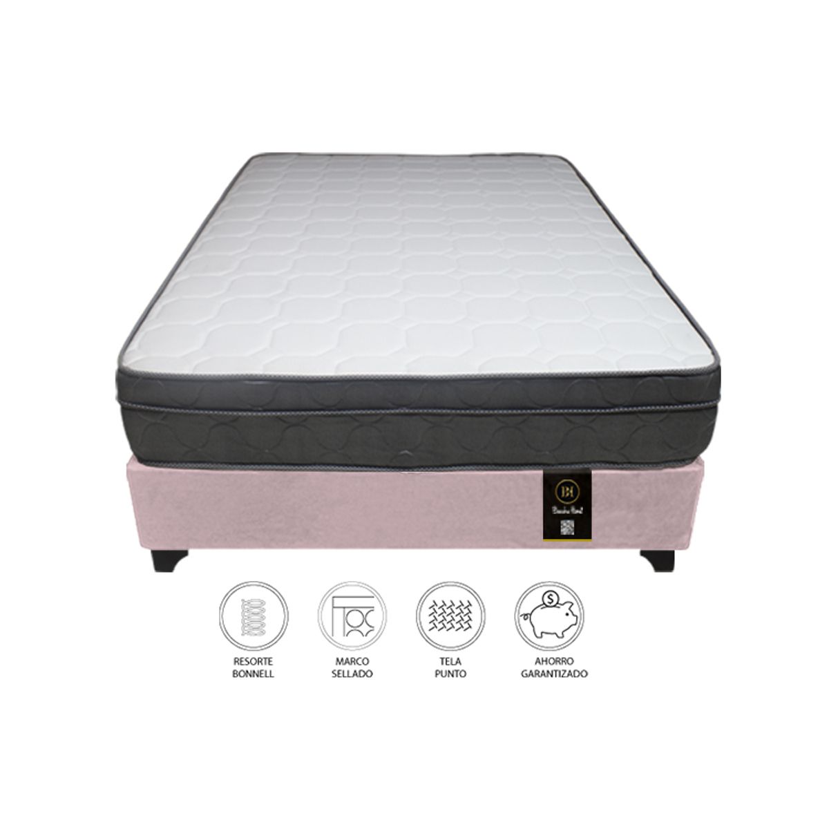BARAKA HOME - Cama Turin 2 Plz + 2 almohadas - Rosado