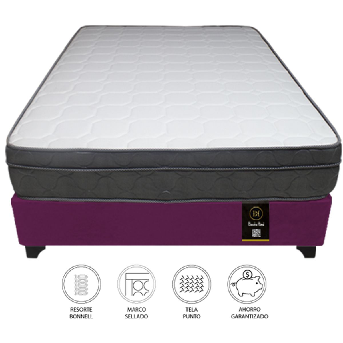 BARAKA HOME - Cama Turin 2 Plz + 2 almohadas - Purpura
