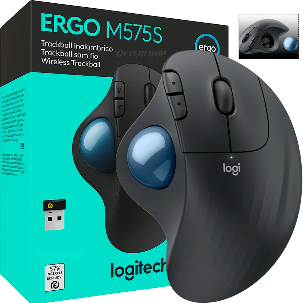 LOGITECH - Mouse Logitech Ergo M575s Wireless Bluetooth TrackBall Black