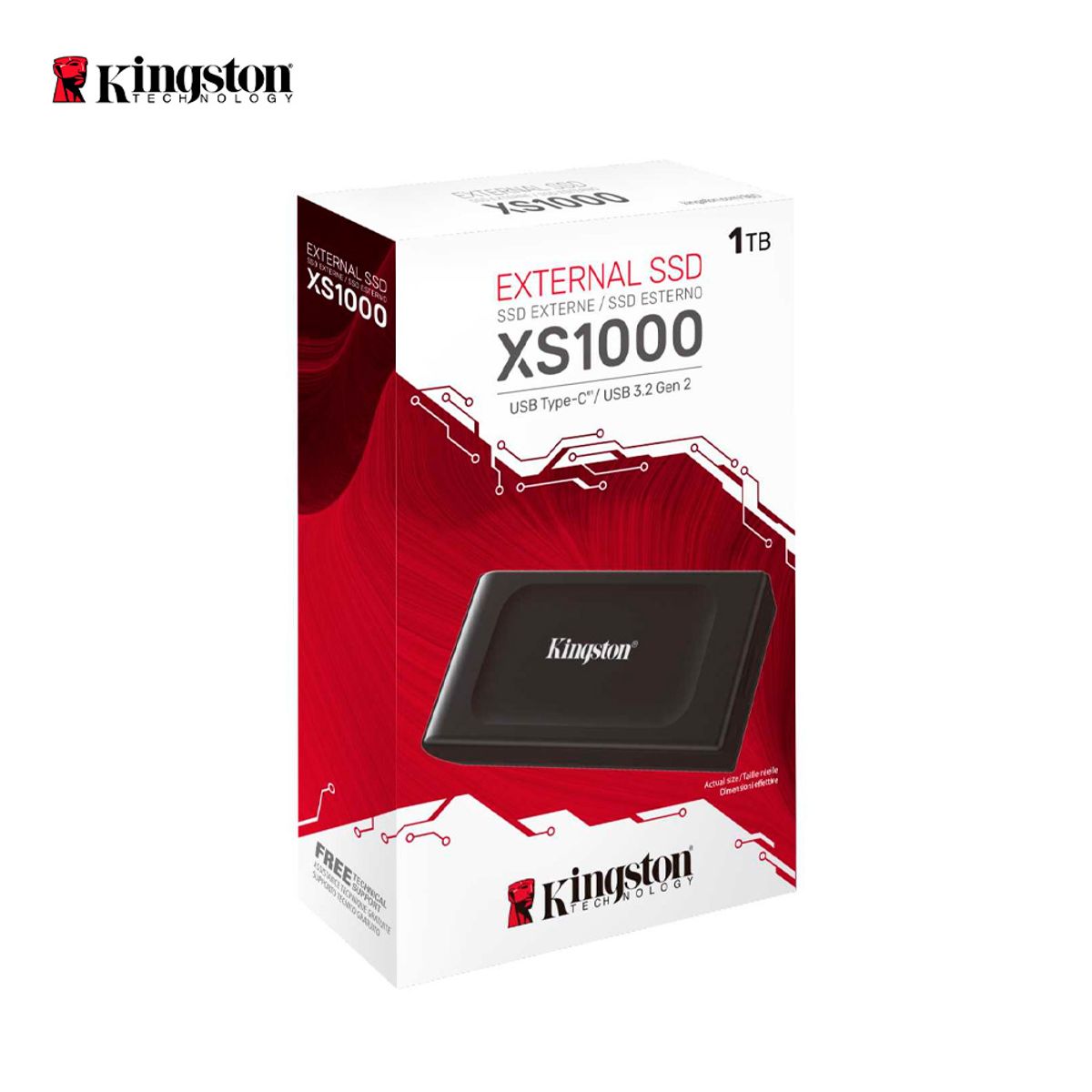 KINGSTON - SSD Externo 1TB Kingston XS1000 Negro, USB 3.2, Gen2 hasta 1.050 MB/s