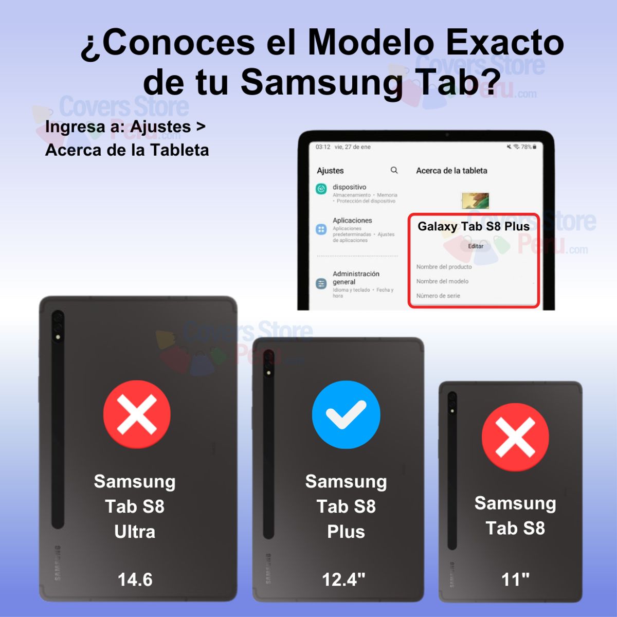 GENERICO - Funda para Samsung Tab S8 Plus 124 Gomas con Parante Roja Resistente