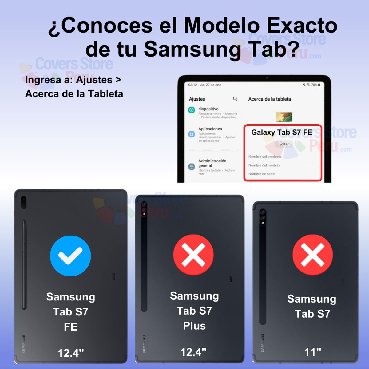 GENERICO - Funda para Samsung Tab S7 FE 124 Gomas con Parante Azul Resistente