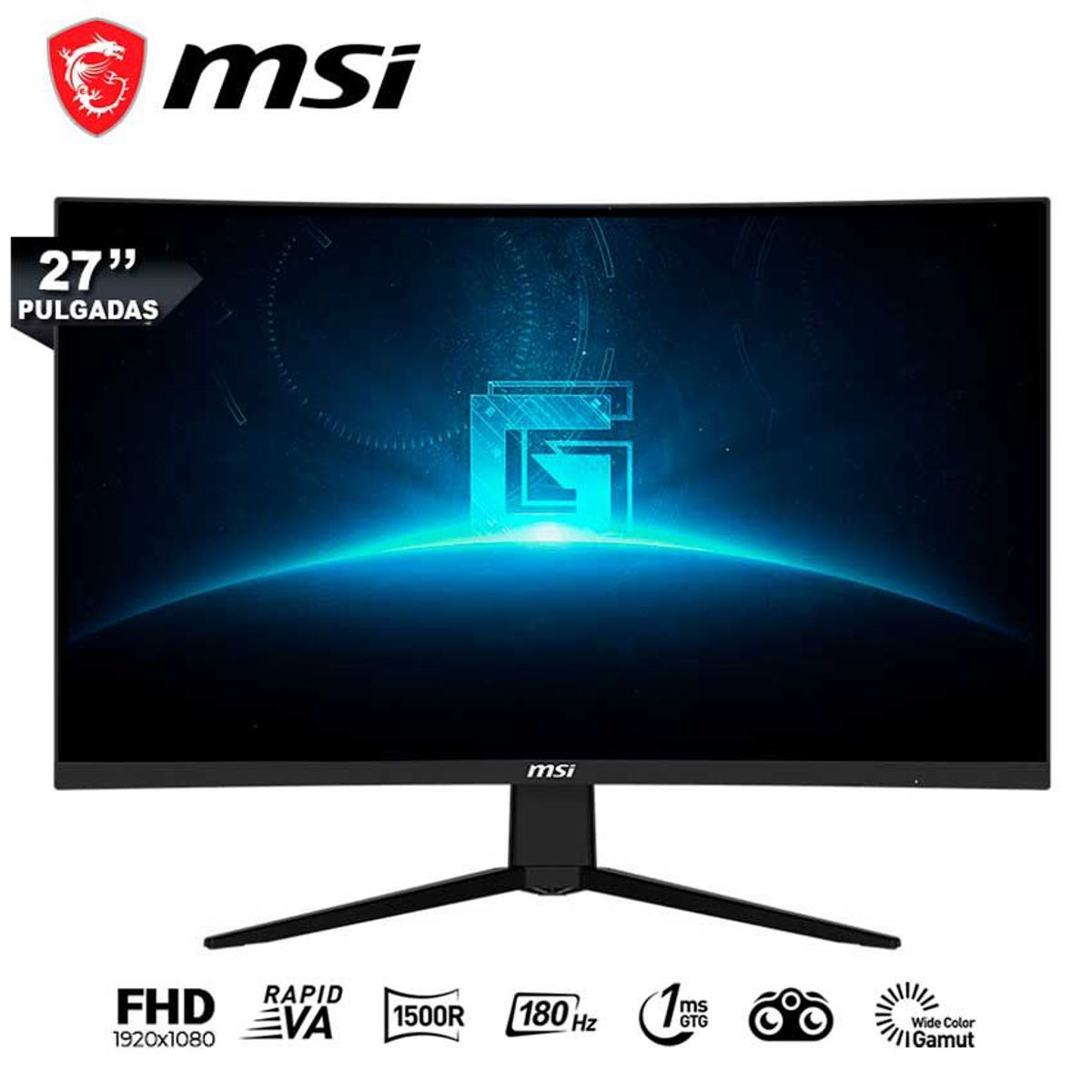 MSI - Monitor 180Hz MSI G27C3F Full HD Curvo 1 ms VA AMD FreeSync Premium