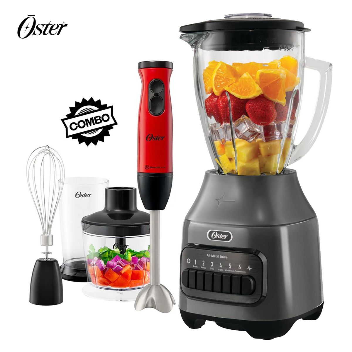 OSTER - BATIDORA DE INMERSION OSTER FPSTHB460A + LICUADORA OSTER  BLSTPEG-GPB