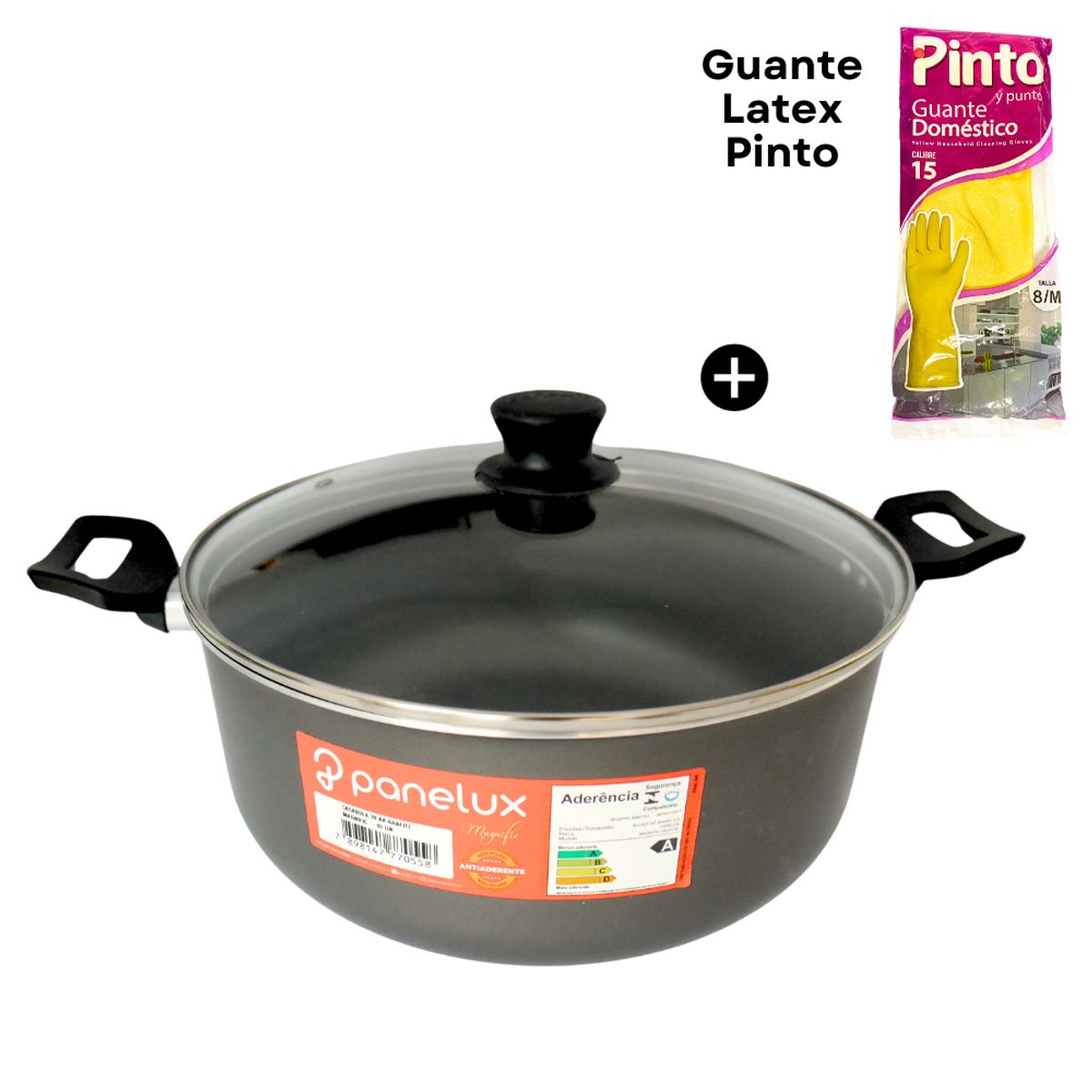 PANELUX - Olla Antiadherente Grafito 28 cm + REGALO Guante de latex - PANELUX
